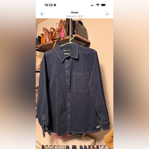 Zara Navy Blue Button-Up Shirt - Picture 2 of 4
